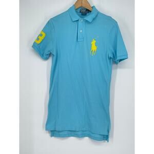 Vintage Ralph Lauren Men's Slim Fit Big Pony‎ Cotton Polo Shirt Blue Size Small